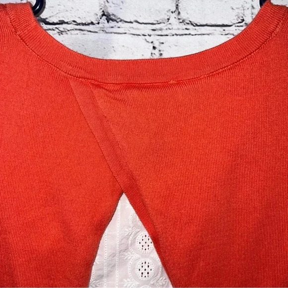 Boden Women’s Mixed Media Crew Neck Sweater with Built in Eyelet‎ Blouse Small - Picture 7 of 10